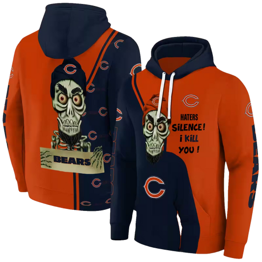 Chicago Bears Logo And Achmed Skull Blue AOP Hoodie -  Moonbestprint