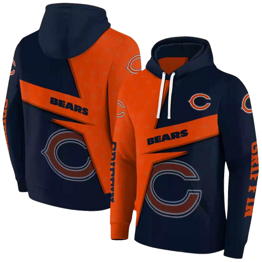 Chicago Bears Logo And Abstract Shape Blue AOP Hoodie -  Moonbestprint