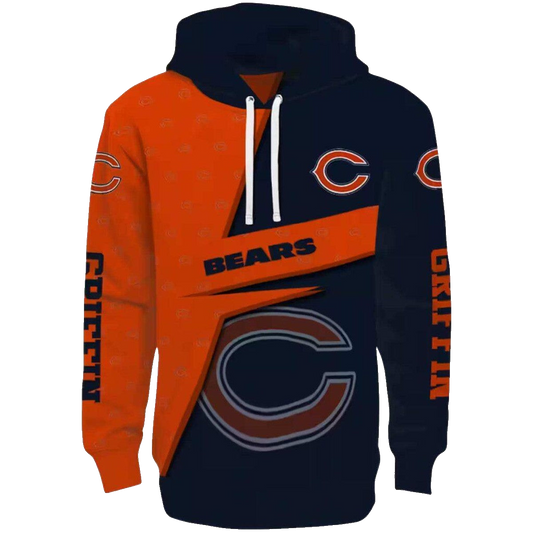 Chicago Bears Logo And Abstract Shape Blue AOP Hoodie -  Moonbestprint