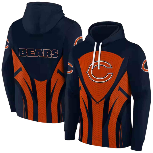 Chicago Bears Logo And Concentric Lines Blue Black AOP Hoodie -  Moonbestprint