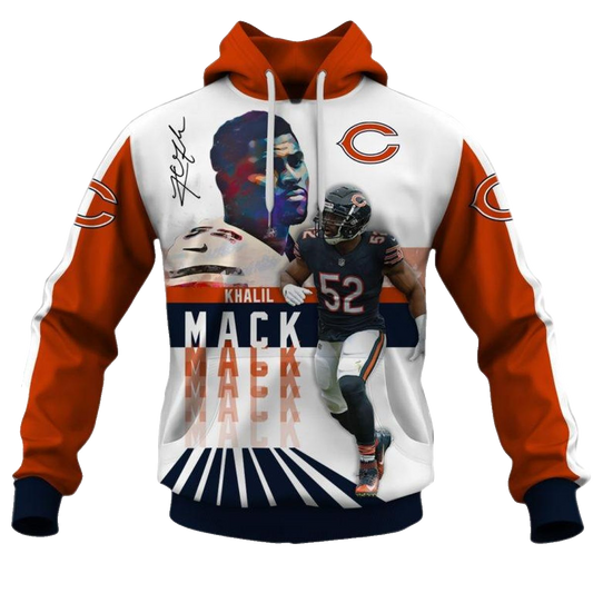 Chicago Bears Khalil Mack Signature AOP Hoodie -  Moonbestprint
