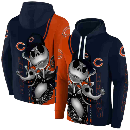 Chicago Bears Jack Skellington Blue And Yellow AOP Hoodie -  Moonbestprint