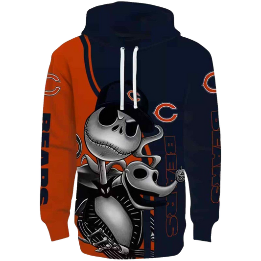 Chicago Bears Jack Skellington Blue And Yellow AOP Hoodie -  Moonbestprint