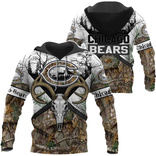 Chicago Bears Hunting Camo Style AOP Hoodie -  Moonbestprint