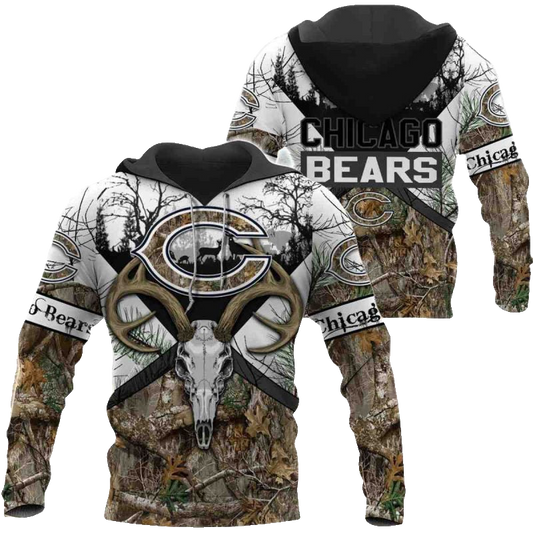 Chicago Bears Hunting Camo Style AOP Hoodie -  Moonbestprint