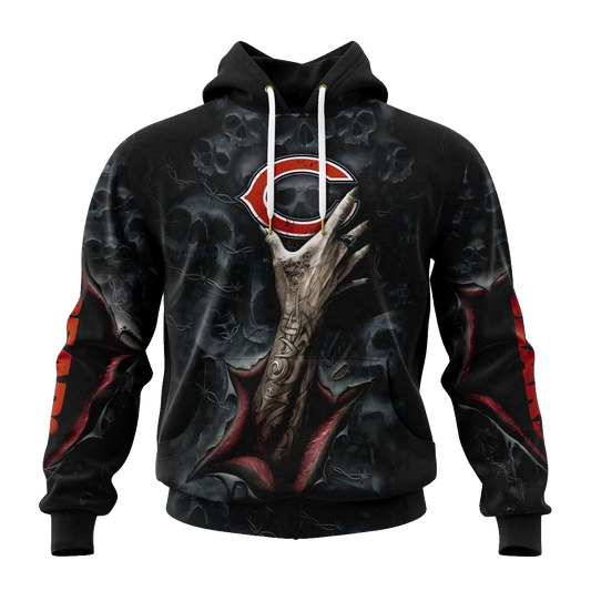 Chicago Bears Logo And Clown Halloween AOP Hoodie -  Moonbestprint