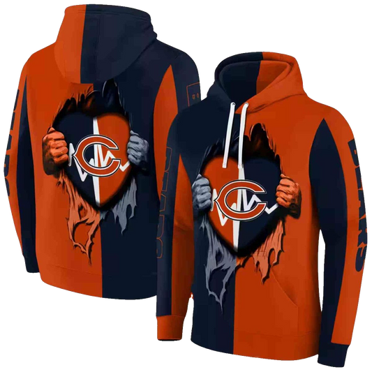 Chicago Bears Heartbeat Graphic Blue Yellow AOP Hoodie -  Moonbestprint