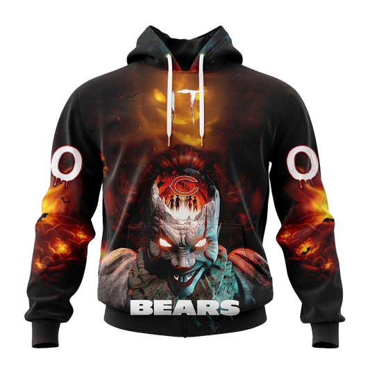 Chicago Bears Halloween Badut Mematikan IT AOP Hoodie -  Moonbestprint
