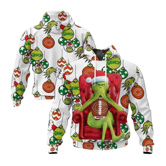 Chicago Bears Grinch Christmas AOP Hoodie -  Moonbestprint