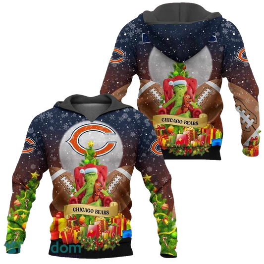 Chicago Bears Grinch Christmas Tree AOP Hoodie -  Moonbestprint