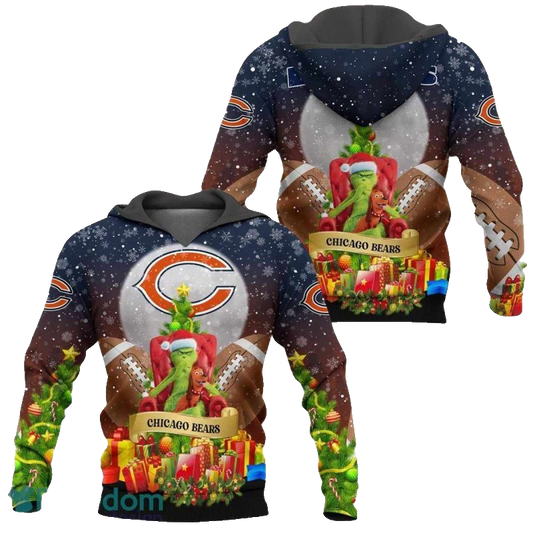Chicago Bears Grinch Christmas Tree AOP Hoodie -  Moonbestprint