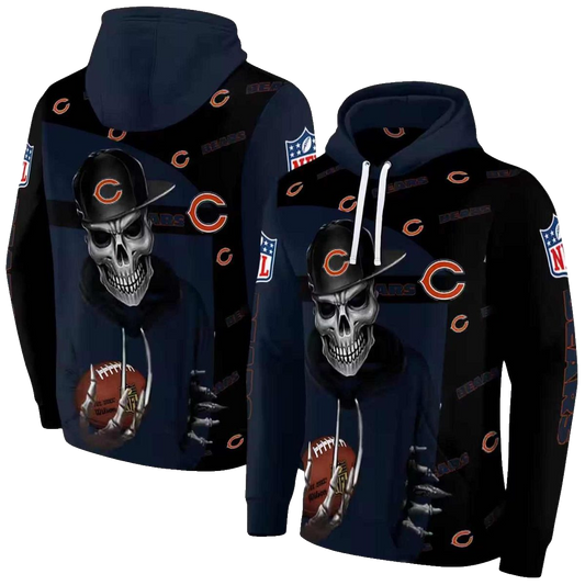 Chicago Bears Grim Vibe Blue Black AOP Hoodie -  Moonbestprint