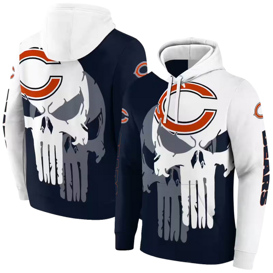 Chicago Bears Graphic Punisher Blue White AOP Hoodie -  Moonbestprint