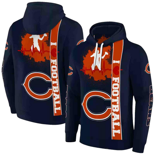 Chicago Bears Football Heartbeat Blue AOP Hoodie -  Moonbestprint