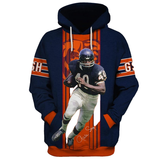 Chicago Bears Gale Sayers 40 Signature AOP Hoodie -  Moonbestprint