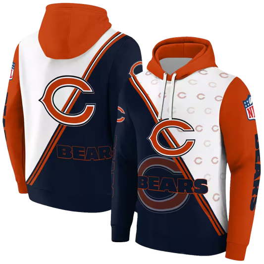 Chicago Bears Diagonal Stripe Blue White AOP Hoodie -  Moonbestprint