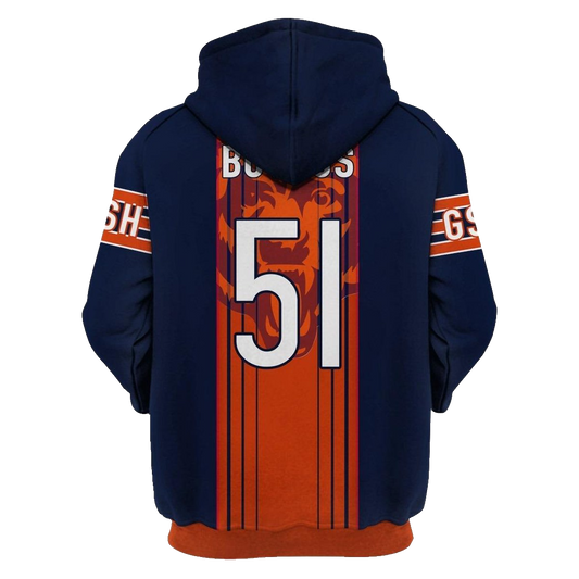 Chicago Bears Dick Butkus 51 Jersey with Signature AOP Hoodie -  Moonbestprint