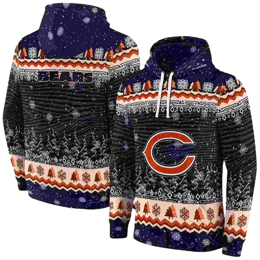 Chicago Bears Christmas Trees Blue AOP Hoodie -  Moonbestprint