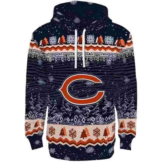 Chicago Bears Christmas Trees Blue AOP Hoodie -  Moonbestprint