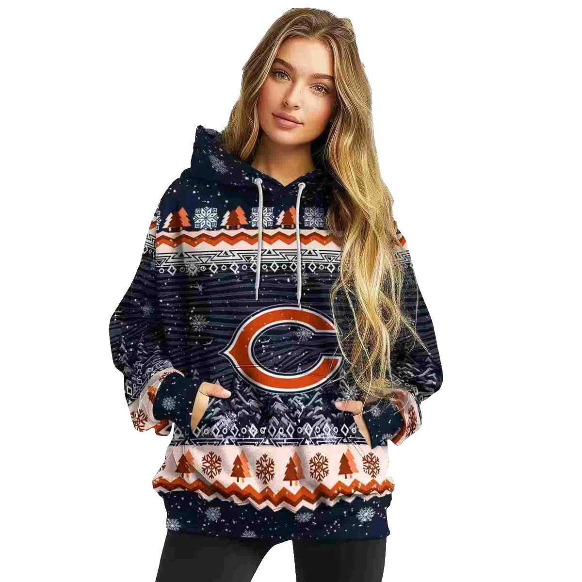 Chicago Bears Christmas Trees Blue AOP Hoodie -  Moonbestprint