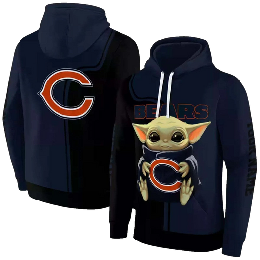 Chicago Bears Baby Yoda Blue Black AOP Hoodie -  Moonbestprint