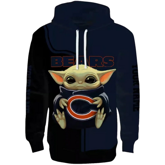 Chicago Bears Baby Yoda Blue Black AOP Hoodie -  Moonbestprint