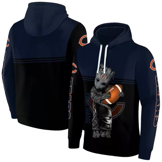 Chicago Bears Baby Groot Hug Ball Blue Black AOP Hoodie -  Moonbestprint