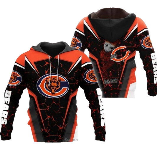 Chicago Bears Baby Groot Hug Logo AOP Hoodie -  Moonbestprint