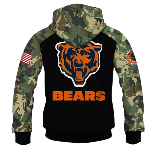 Chicago Bears Army Camouflage American Flag Punisher AOP Hoodie -  Moonbestprint