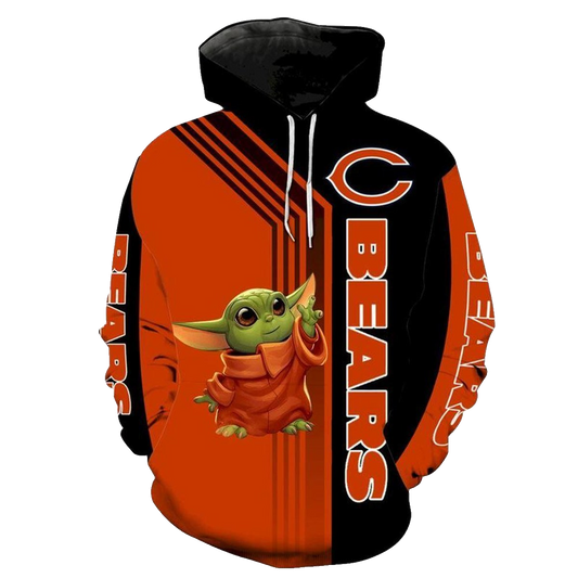 Chicago Bears And Baby Yoda AOP Hoodie -  Moonbestprint