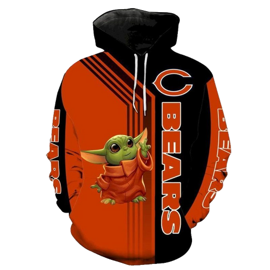 Chicago Bears And Baby Yoda AOP Hoodie -  Moonbestprint