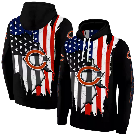 Chicago Bears American Pride Black AOP Hoodie -  Moonbestprint