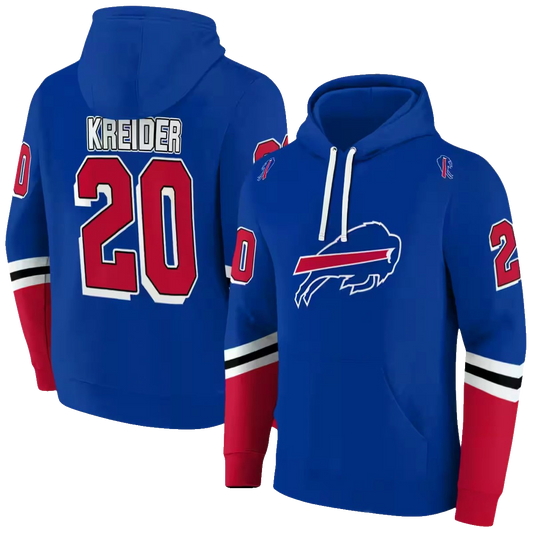 Personalized Buffalo Bills Striped Sleeves Blue AOP Hoodie -  Moonbestprint