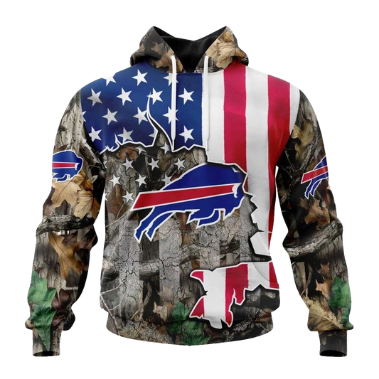 Personalized Buffalo Bills Usa Flag Camo Realtree Hunting AOP Hoodie -  Moonbestprint