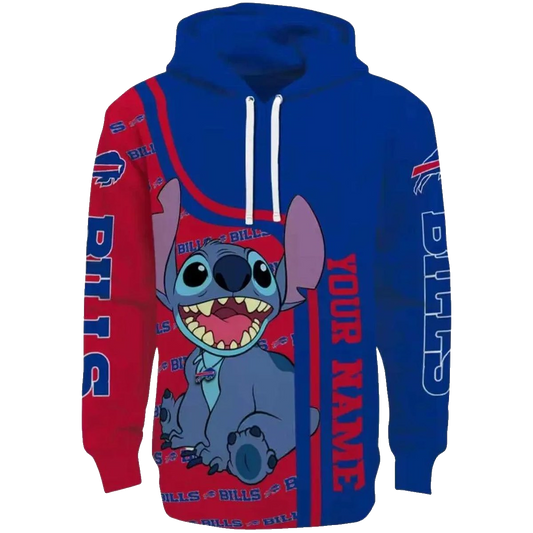 Personalized Buffalo Bills Stitch Blue AOP Hoodie -  Moonbestprint