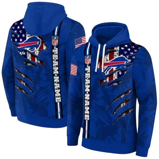 Personalized Buffalo Bills Ripped Flag Blue AOP Hoodie -  Moonbestprint