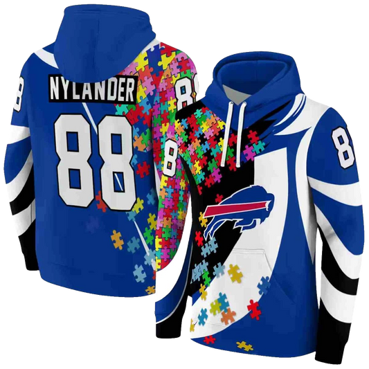 Personalized Buffalo Bills Puzzle Pieces Blue AOP Hoodie -  Moonbestprint