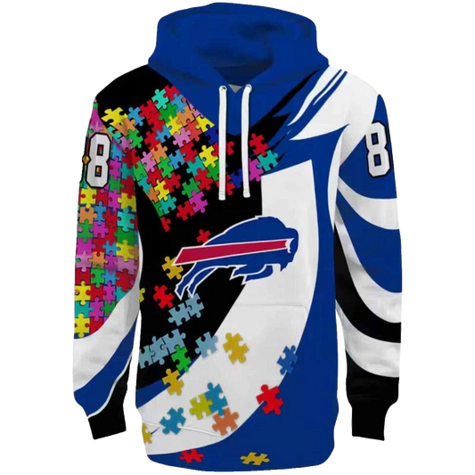 Personalized Buffalo Bills Puzzle Pieces Blue AOP Hoodie -  Moonbestprint
