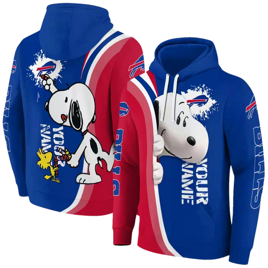 Personalized Buffalo Bills Peeking Snoopy Blue AOP Hoodie -  Moonbestprint