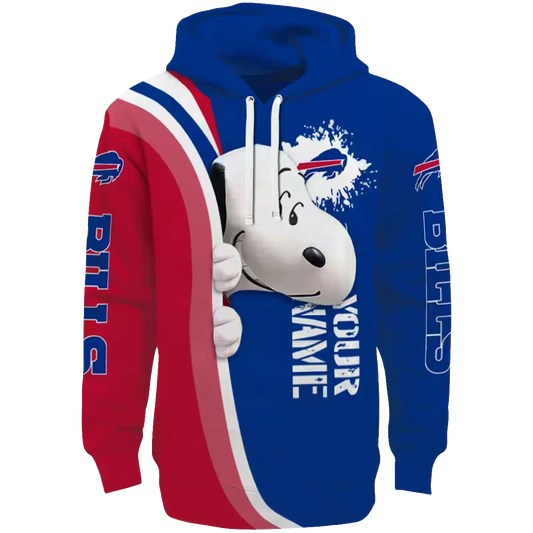 Personalized Buffalo Bills Peeking Snoopy Blue AOP Hoodie -  Moonbestprint