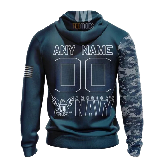 Personalized Buffalo Bills Navy Skull Camo Veteran AOP Hoodie -  Moonbestprint