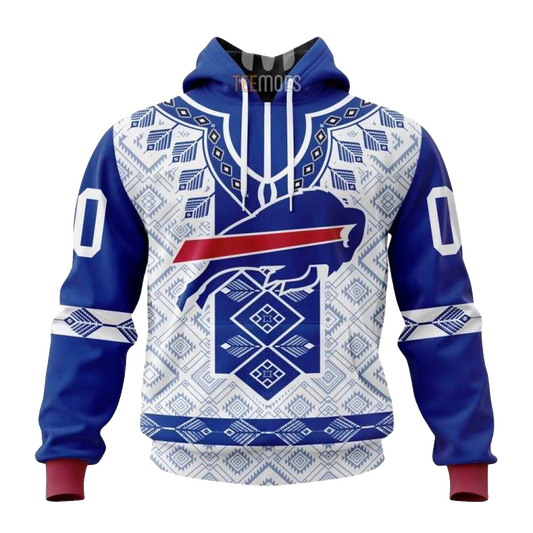 Personalized Buffalo Bills Native Pattern AOP Hoodie -  Moonbestprint