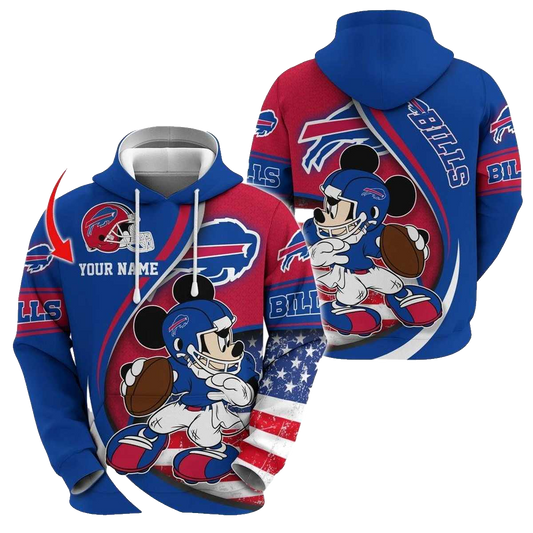 Personalized Buffalo Bills Mickey Player AOP Hoodie -  Moonbestprint