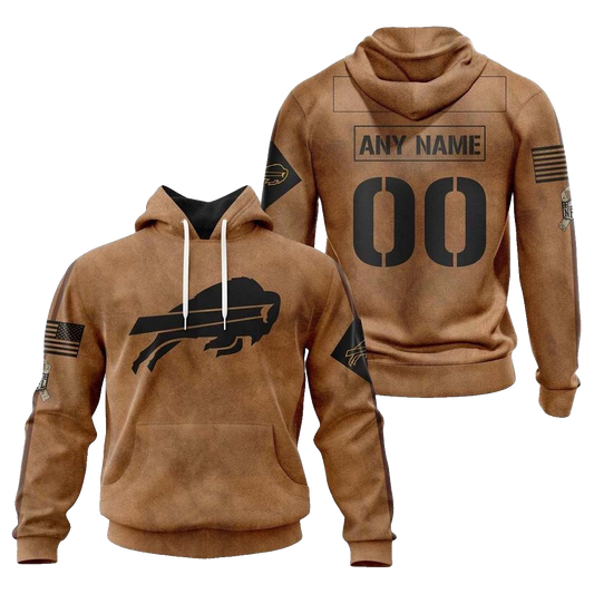 Personalized Buffalo Bills Logo Lovely Brown AOP Hoodie -  Moonbestprint