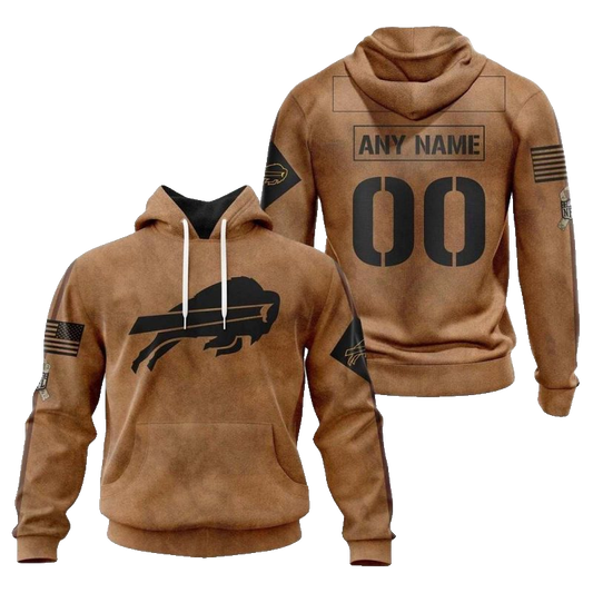 Personalized Buffalo Bills Logo Lovely Brown AOP Hoodie -  Moonbestprint