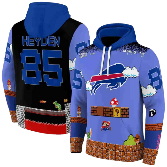 Personalized Buffalo Bills Mario Blue Black AOP Hoodie -  Moonbestprint