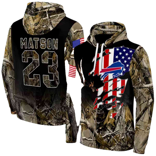 Personalized Buffalo Bills Hunting Camo AOP Hoodie -  Moonbestprint