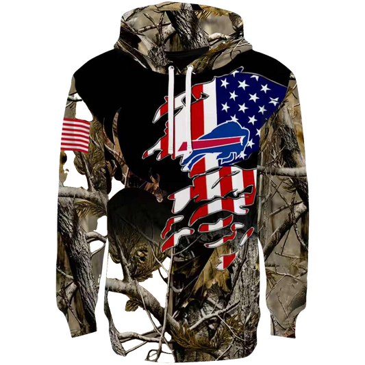 Personalized Buffalo Bills Hunting Camo AOP Hoodie -  Moonbestprint