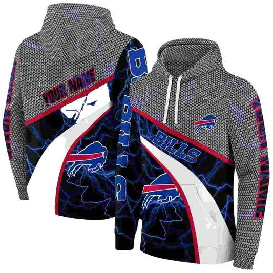 Personalized Buffalo Bills Hexagonal Mesh Blue Black Gray AOP Hoodie -  Moonbestprint