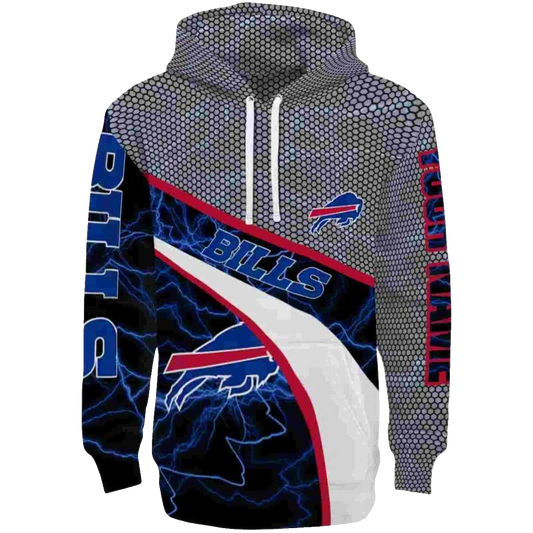 Personalized Buffalo Bills Hexagonal Mesh Blue Black Gray AOP Hoodie -  Moonbestprint